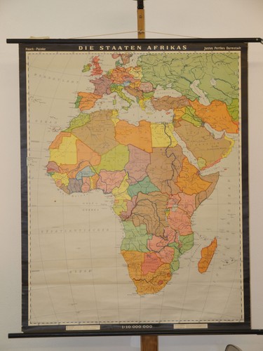 Die Countries Africa Egypt Algeria Morocco Kenya 1965 Schul-Wandkarte 97x121cm