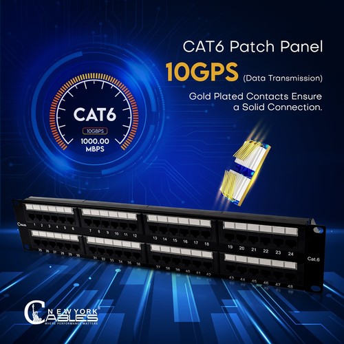 48 Port Patch Panel Cat6 2U Rack & Wall Mount Ethernet UTP Keystone Patch Panel - Picture 2 of 7