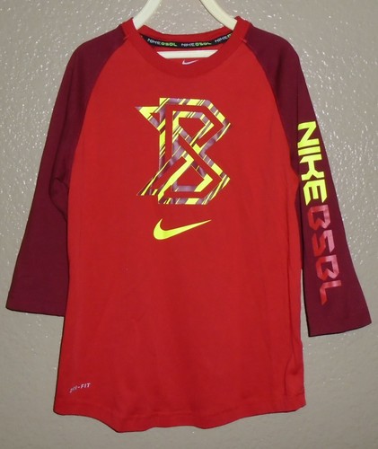 Nike BSBL Raglan Swoosh Graphic Tee Red Baseball Activewear Boy's Small EUC - Picture 2 of 11