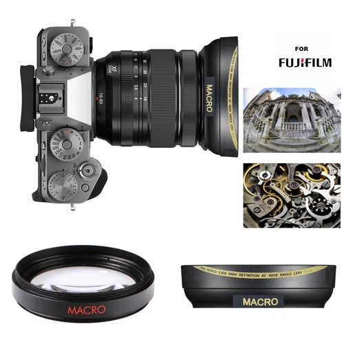 HD 72mm WIDE ANGLE LENS + MACRO LENS FOR FUJIFILM X-T5  Camera with 16-80mm Lens