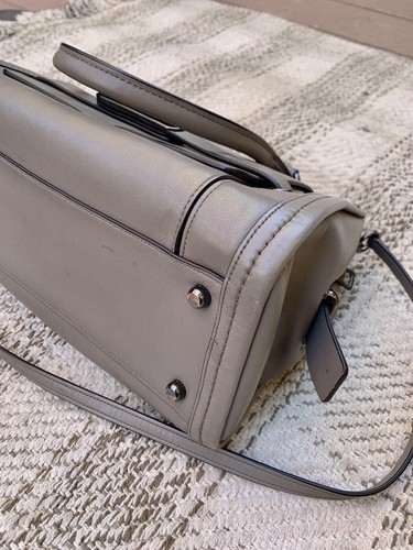 COACH Grey Leather SWAGGER FRAME SATCHEL Shoulder Crossbody - Picture 3 of 6