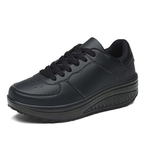 baskets femme semelle compensée haute épaisse sneakers sport noir rose blanche - Imagen 6 de 14