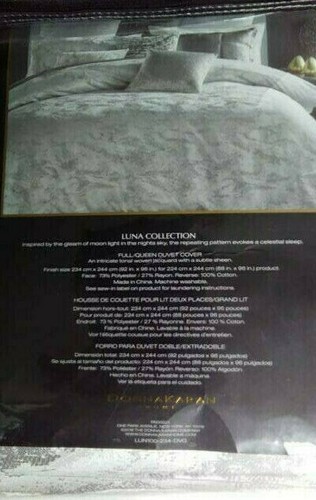 DKNY Donna Karan QUEEN LUNA  DUVET COVER Platinum Jacquard Weave $375 New - Picture 2 of 5
