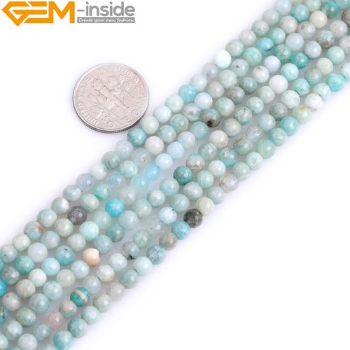 Natural Stone Africa African Blue Amazonite Round Beads For Jewelry Making 15” - Picture 3 of 28