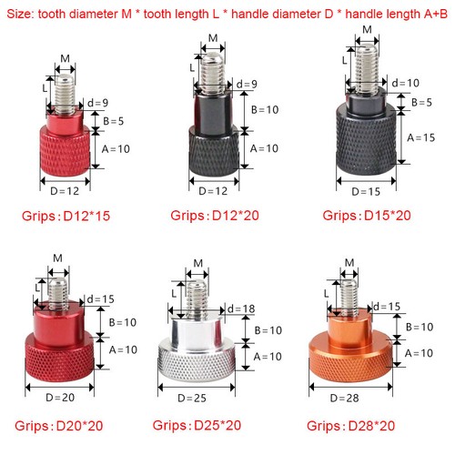 M6 Knurled Thumb Screws Hand Tighten Hand Grip Knob Bolts High Type Aluminium - Picture 5 of 5