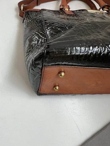 Brahmin Arno Black Croc Embossed Leather Satchel CrossBody HandBag &Wallet - Picture 21 of 24