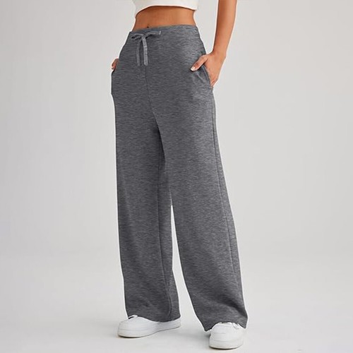 Women Solid Drawstring Wide Leg Casual Long Pants Ladies Autumn Trousers Bottoms - Picture 22 of 29