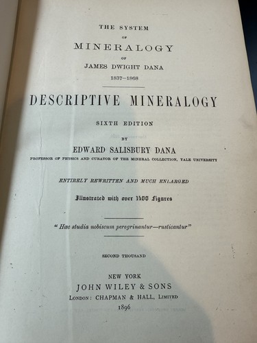 1896 6th Edition The System of Mineralogy Edward Dana - Descriptive Mineralogy - Picture 3 of 7