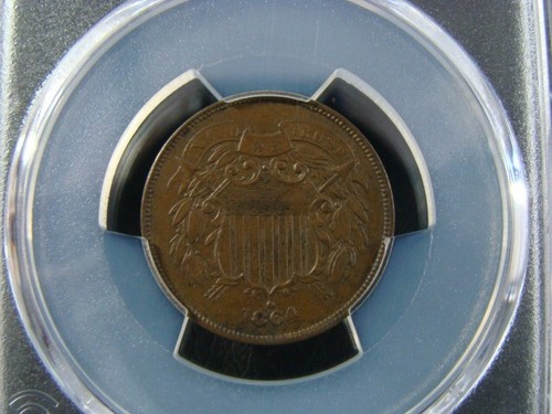 1864 Two Cent Piece Large Motto PCGS Graded AU58 #54894087 - Picture 2 of 4