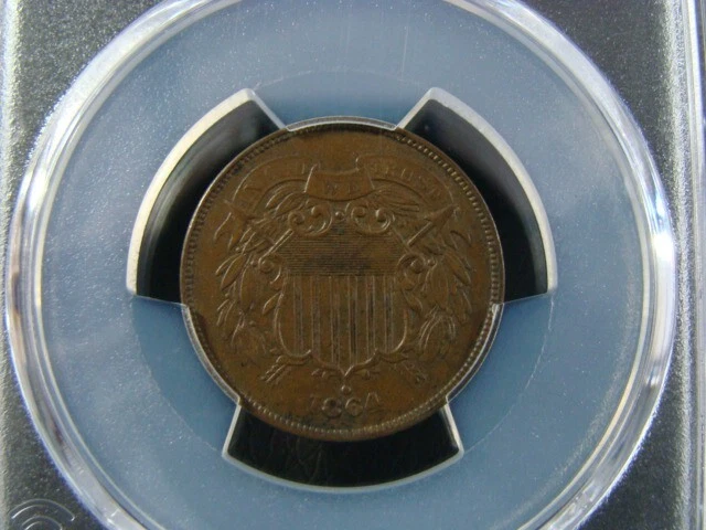 1864 Two Cent Piece Large Motto PCGS Graded AU58 #54894087 - Image 2 of 4