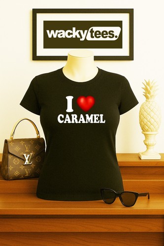 I Love Caramel I Heart Funny Adult Humor Graphic Tee Shirt - Picture 5 of 12