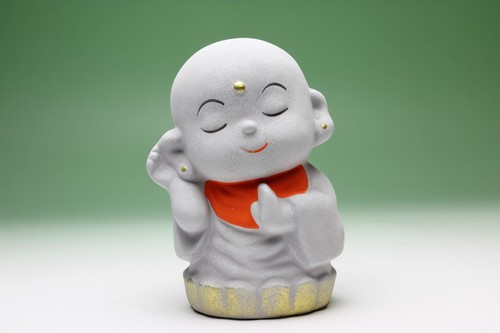 JIZO Bodhisattva Buddha Buddismo Statuetta Moneta Ceramica Maialino Bank Giappone Nuovo - Foto 10 di 26