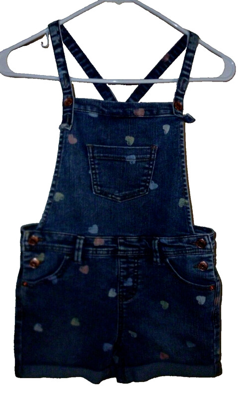 **CAT & JACK**Girl's Denim Jeans Overalls Shorts (M 7-8)Cotton,Polyester.Spandex