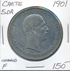 Crete 5 Drachmai 1901 - F Cleaned
