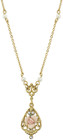 Pearl Accent Vintage Style Necklace for 1928 Jewelry Porcelain Rose Pendant Faux