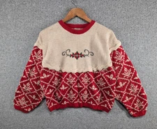 Esprit Vintage Folk Farmhouse Nordic Embroidered Pullover Jumper Sweater S