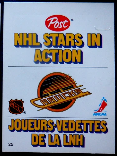 Post NHL Stars in Action stand-up #25 1981 -82, Stan Smyl - Canucks