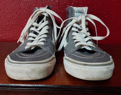 Vans Off the Wall Sk8 Hi Mens Sz 7 Women sz 8.5 Gray Classic Skate Shoe HighTop! - Picture 7 of 10