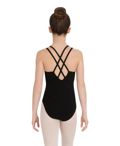New $99 Capezio Kids Big Girls' Black Double Strap Camisole Leotard Size Medium - Picture 4 of 4