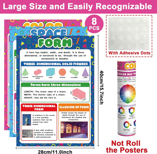 8Pcs Art Posters Elements of Art Principles of Design Classroom Decorations Arts - Picture 2 of 7