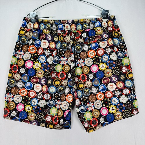 NWT Robert Graham Swim Trunks Mens Large Poker Chips Colorful Lined Shorts - Picture 2 of 12