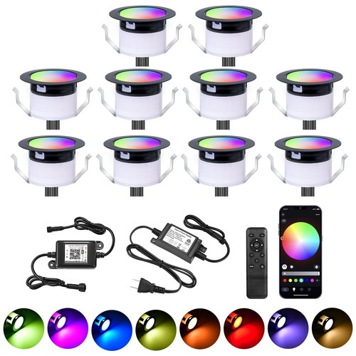 Deck Light RGBW 10 Pack, Φ1.22 Inches RGB/Warm White Light WiFi Control, LE - 第 1/9 張圖片