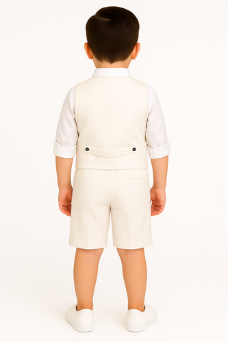 Sirri Baby & Boys Cotton Linen Waistcoat Shorts Suit 4 Piece Set Newborn - Age 8 - 第 34/50 張圖片