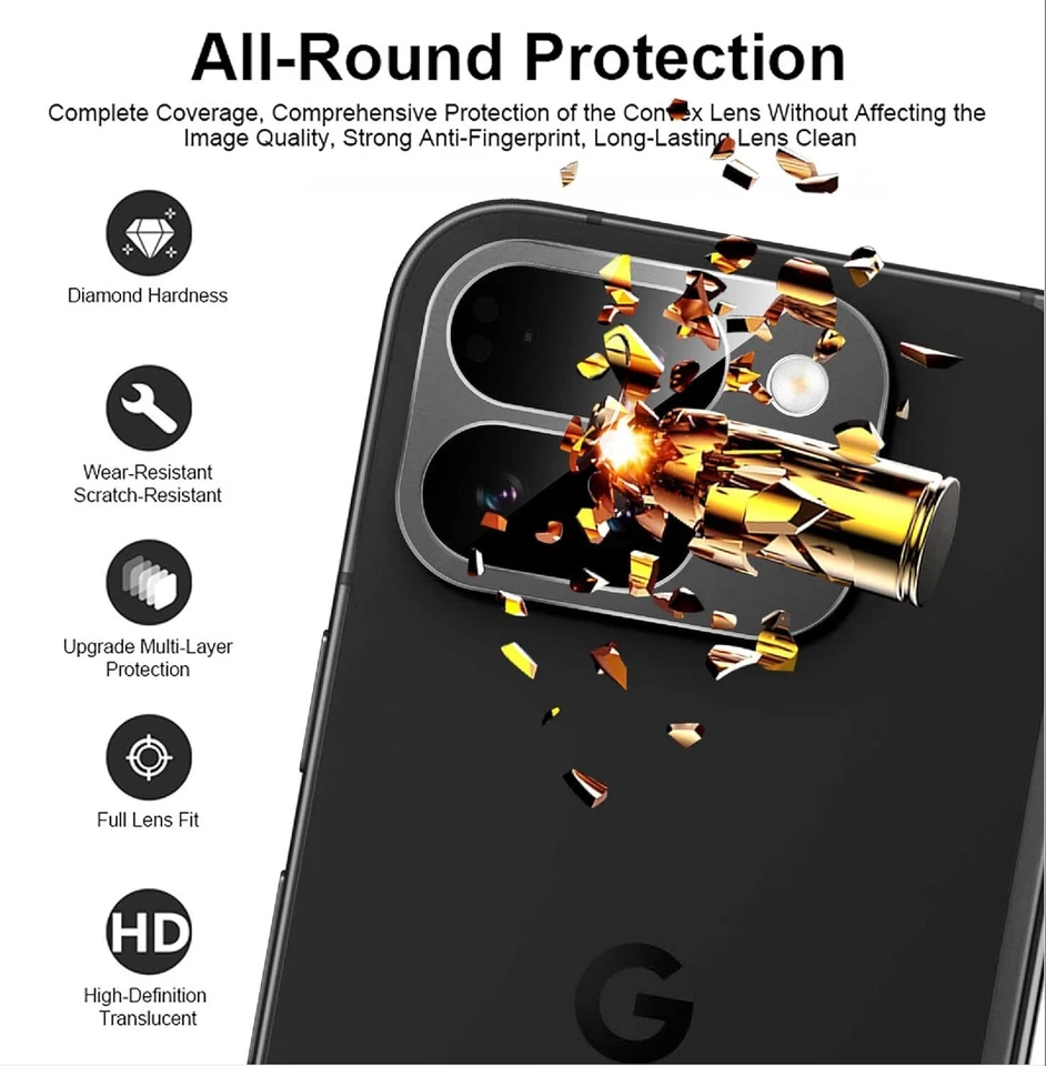 For Google Pixel 9 Pro Fold Camera Lens Case Protector Tempered Glass Cover - Image 4 of 4