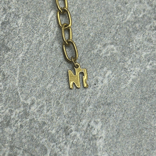 Nina Ricci Gold Chain Necklace Pendant Logo Jewelry Embellished Stones 17 Inches - Picture 7 of 11