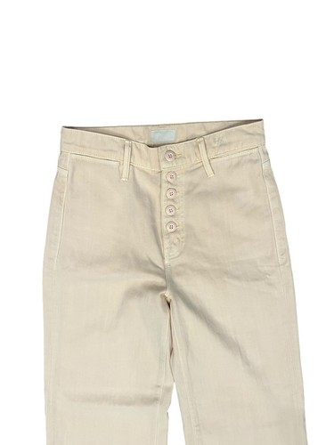 Jeans Mother Beige The Pixie Swooner Roller Flood Dawn taglia 25 nuovi con etichette - Foto 5 di 15