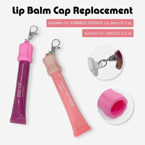 Lip Balm Holder Keychain Caps Unique Lipstick Lid Key Accessory Silicone Texture - Picture 4 of 23