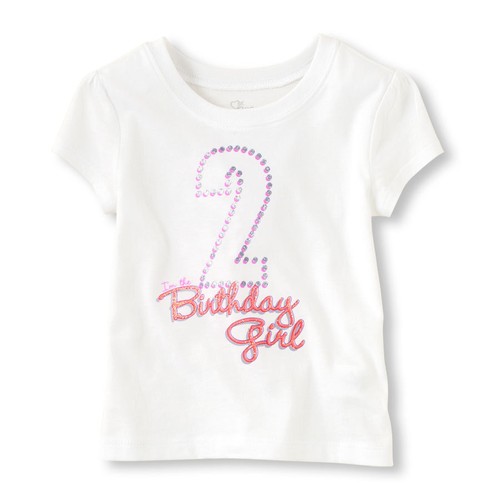 ~NEW~ 2nd BIRTHDAY GIRL 2 Years Girls Graphic Shirt 18-24 Months Gift! White SS - Picture 2 of 4