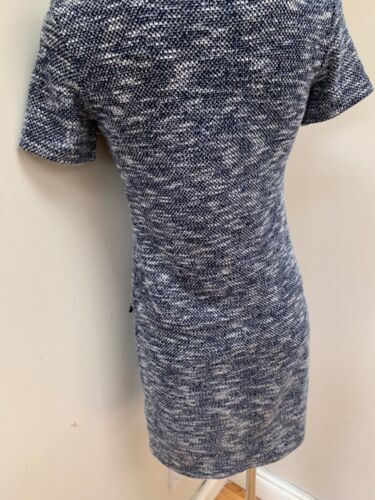 WALLIS DRESS JERSEY 8 Navy Ivory MARL short sleeve midi short casual zip accent - Picture 8 of 16