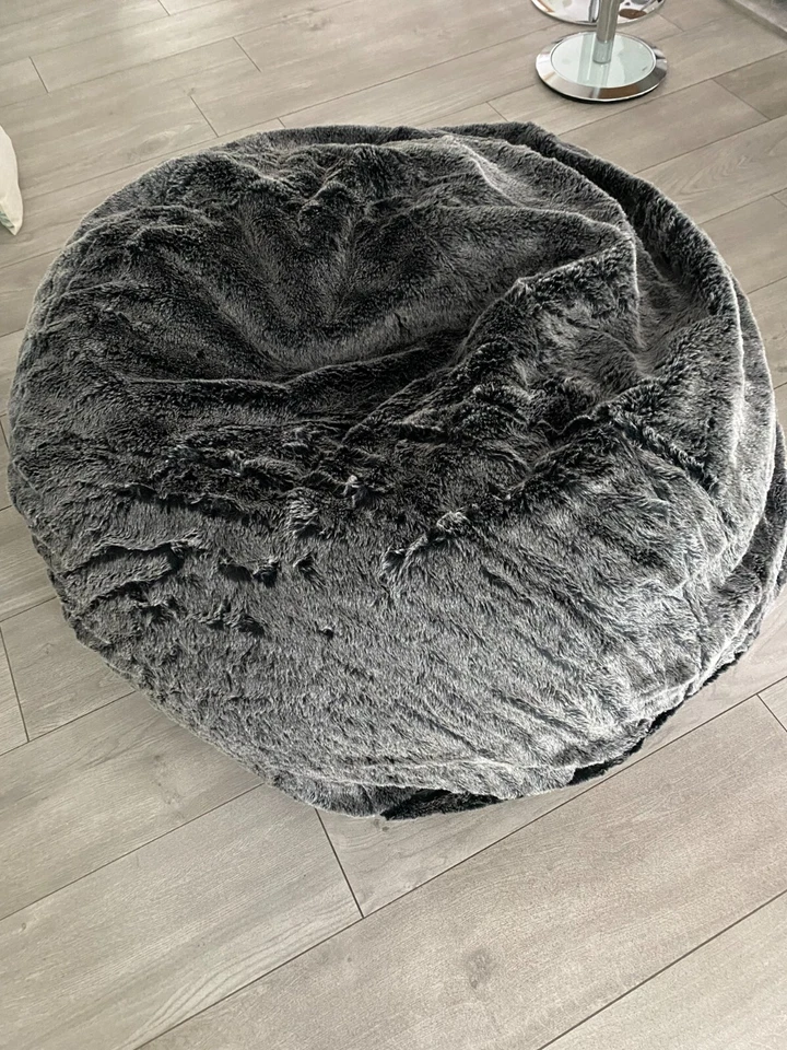 Sitzsack PUSHBAG grau BAG500 Kunstfell Fellimitat Fell Flokati XXL wie neu - Bild 2 von 2