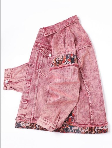 Men's Youth Fashion Ethnic Color Stitching Frayed Washed Denim Short Jacket - Picture 3 of 14