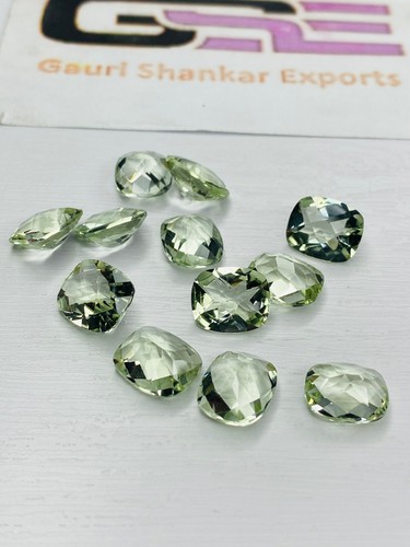 Green Amethyst Cushion Checkerboard Cut Loose Gemstone 9x7 mm to 15x12 mm DG - Picture 2 of 17