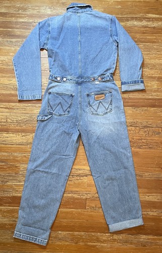 Wrangler X Billabong Denim Coveralls Size Medium Workwear Jeans Jumpsuit Beach - Picture 4 of 17
