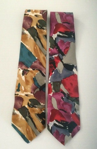 Lot of 2 Perry Ellis Mens Ties 100% Silk 1 Portfolio and 1 Handmade Made in USA  - Picture 1 of 10