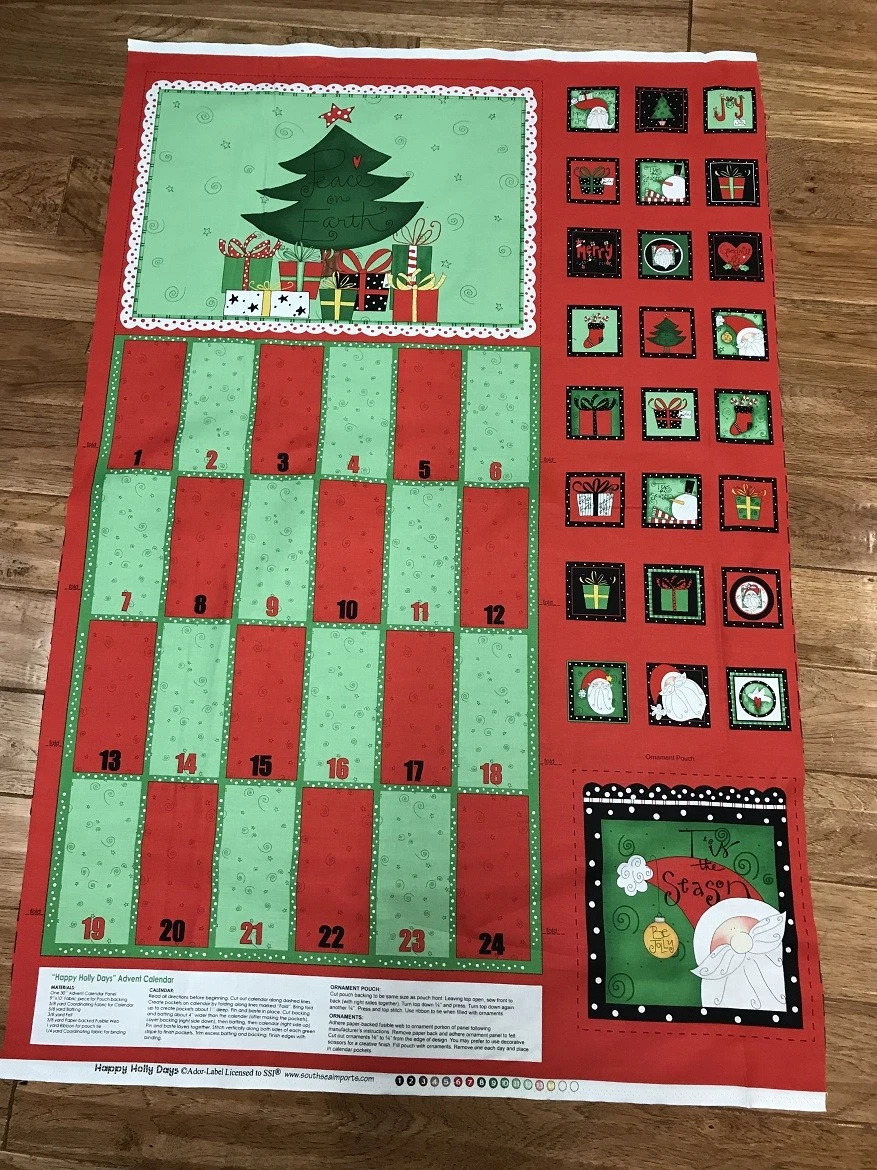 Christmas Advent Calendar quilters cotton Fabric Panel | eBay