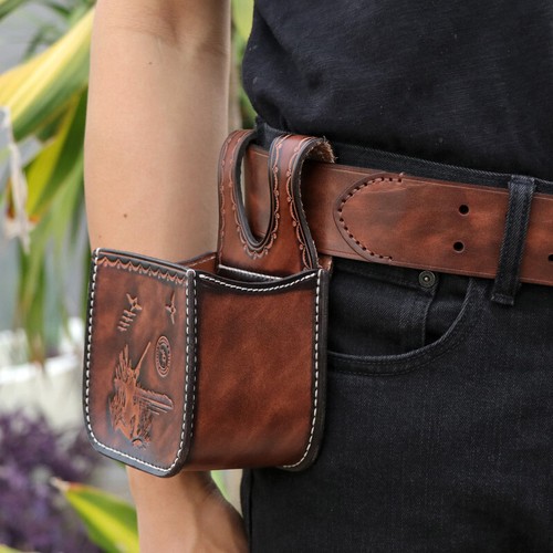 TOURBON Leather Shotgun Cartridge Bag Belt Pouch 12GA Waist Case Shells Carrier - Picture 20 of 24