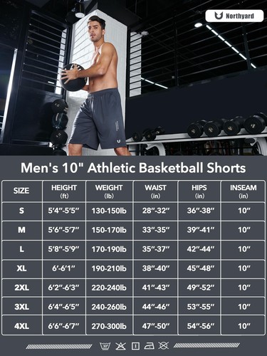 Men's 10" Athletic Basketball Shorts Workout Gym Quick Dry Shorts Lightweight... - Picture 5 of 7