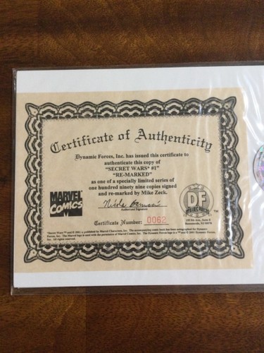 Secret Wars 1 Newsstand Dynamic Forces Signed Remarked Mike Zeck Sketch /199 COA - Picture 8 of 8
