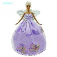 Wedding Party Dress Butterfly Wing Gown Veil Clothes For Barbie Doll Accessories Wedding Party Dress Butterfly Wing Gown Veil Clothes For Barbie Doll Accessories