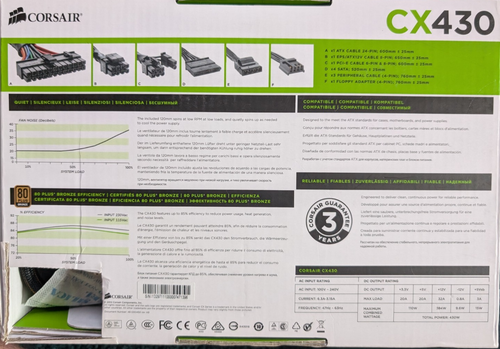 Corsair CX430M 430W Semi Modular ATX Power Supply 80+ Bronze - Bild 3 von 3