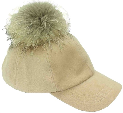 Gorra de béisbol ajustable bola de piel sintética pom de gamuza para niñas damas - Imagen 2 de 5