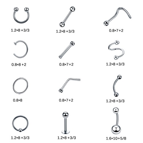 40 Stck./Set Nasenreif Ring Labret Stecker Lippe Ohr Augenbrauen Piercing Schmuckset - Bild 16 von 16