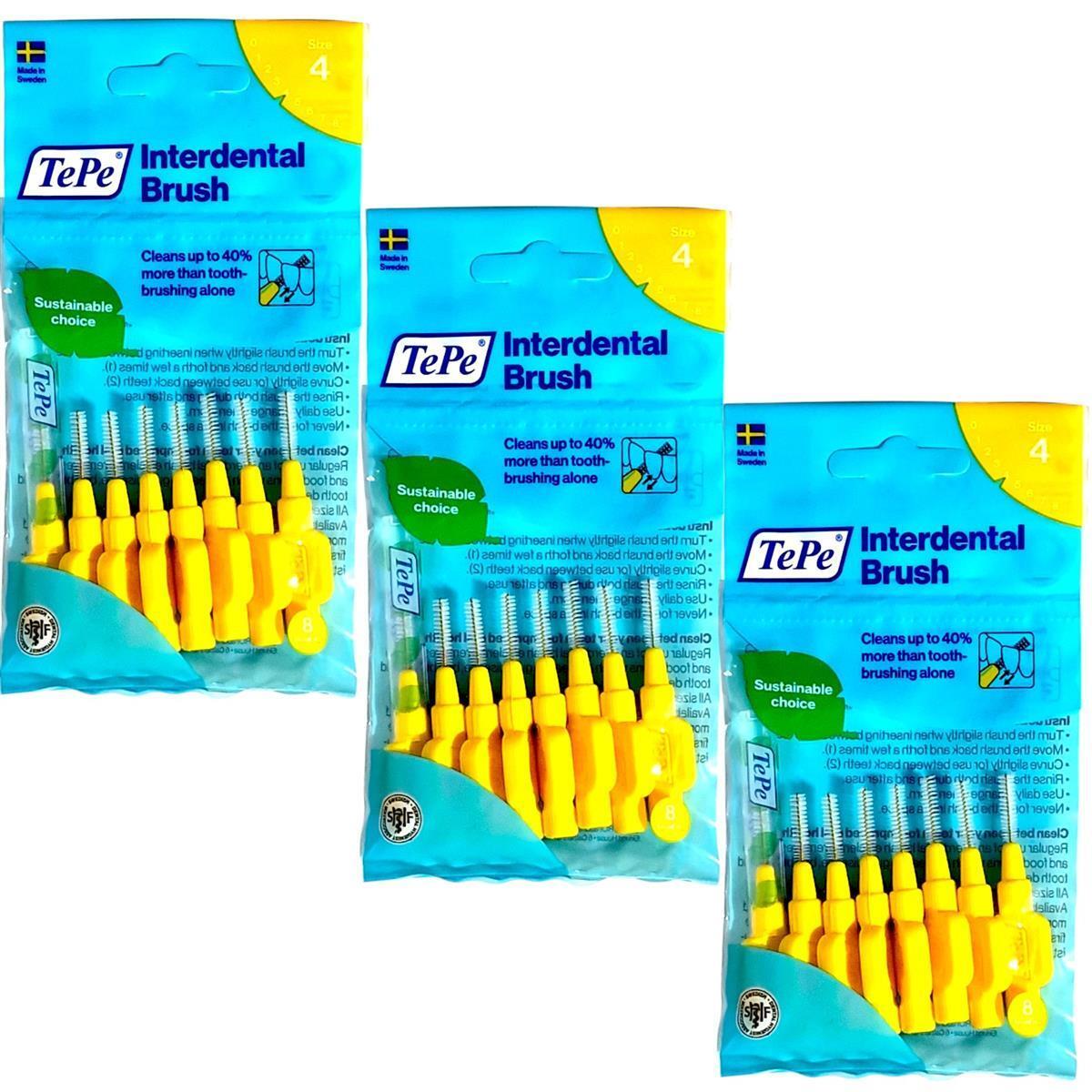 3x TePe Original Interdentalbürsten 0,7mm gelb- 8 Stück Zahnzwischenraumbürste