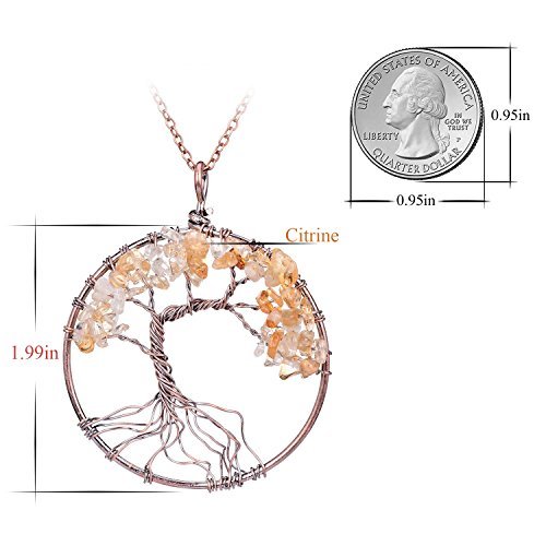 Tree of Life Pendant Citrine Crystal Necklace Gemstone Chakra 31.5 in plus 2 in - Bild 11 von 12