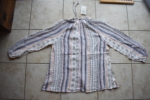New Women's Grace & Lace L/S Button Front Patterned Shirt Top XS CUTE Free Ship - Picture 5 of 5