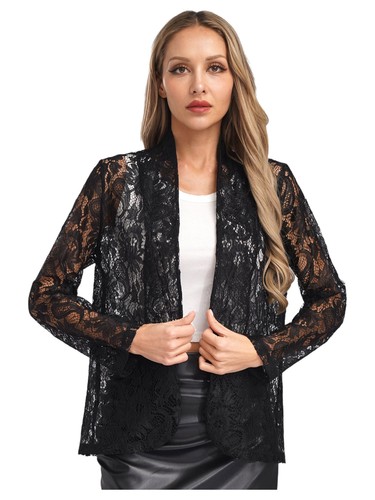 Damen Spitzenshirt gehäkelt Oberbekleidung Fotografie Bluse durchsichtig Blazer Mantel Arbeit - Bild 20 von 34